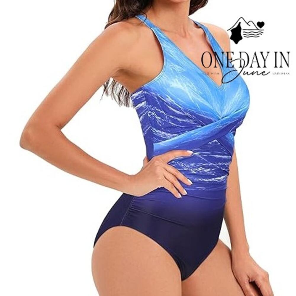 Adisputent Cross Front One Piece Swimsuit Size L